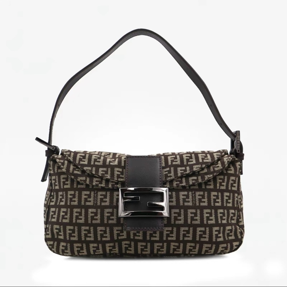 Authentic Vintage Fendi Zucchino Baguette Shoulder Bag